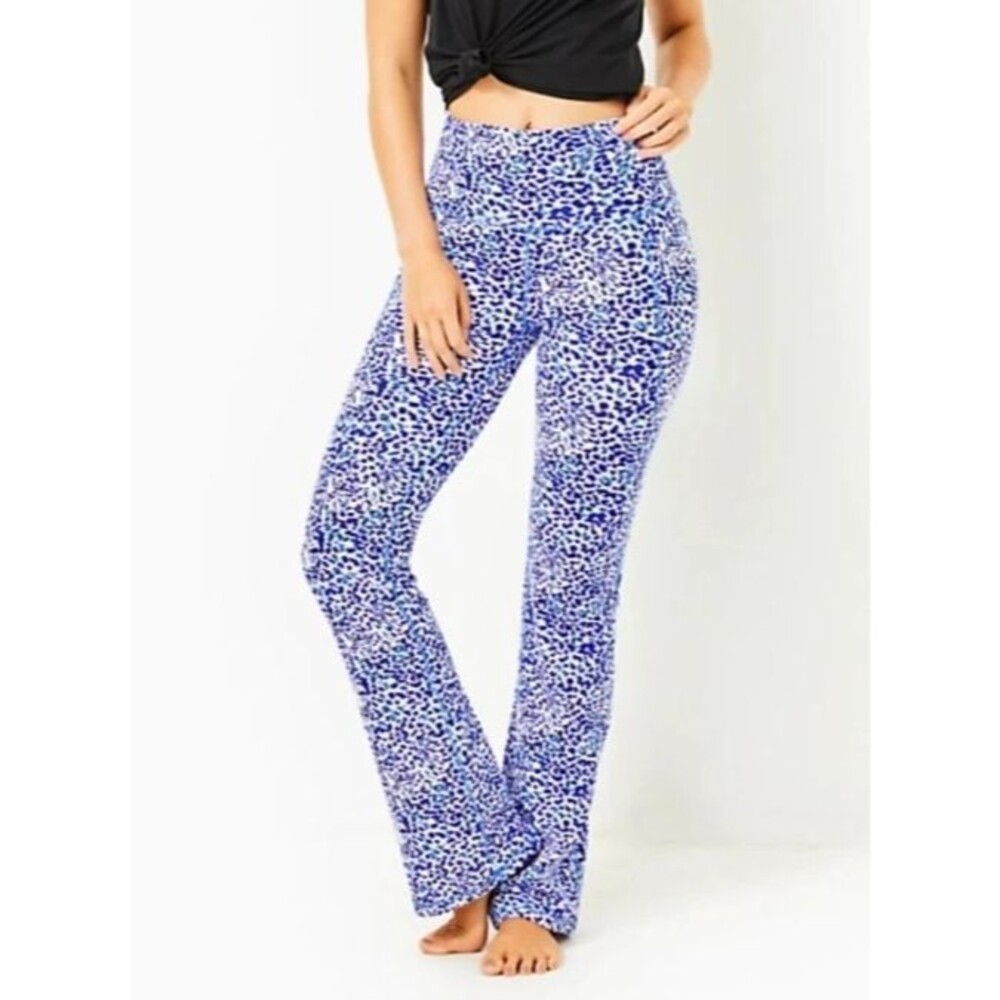 Lilly Pulitzer Vita Flare Leg Luxletic Carpe UPF 50+ Size XS leggings Blue Women